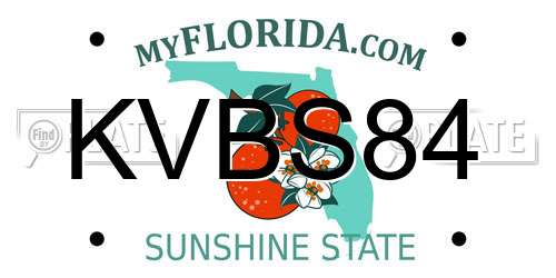 KVBS84 Florida License Plate