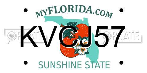 KVCJ57 Florida License Plate