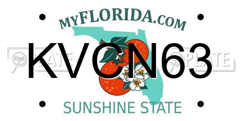 KVCN63 Florida License Plate