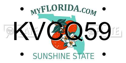 KVCQ59 Florida License Plate