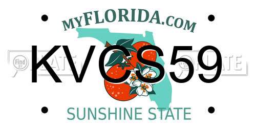 KVCS59 Florida License Plate