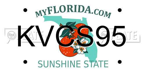 KVCS95 Florida License Plate