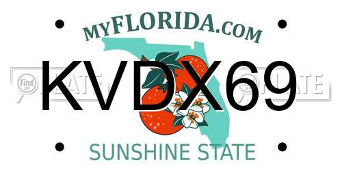 KVDX69 Florida License Plate