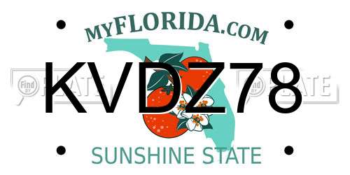 KVDZ78 Florida License Plate