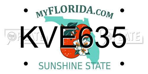 KVE635 Florida License Plate