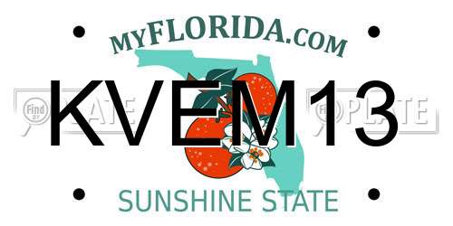 KVEM13 Florida License Plate