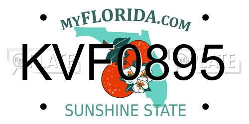 KVF0895 Florida License Plate