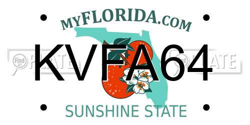 KVFA64 Florida License Plate
