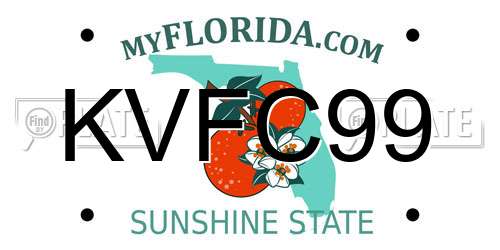 KVFC99 Florida License Plate