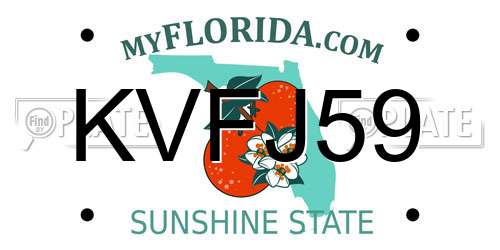KVFJ59 Florida License Plate