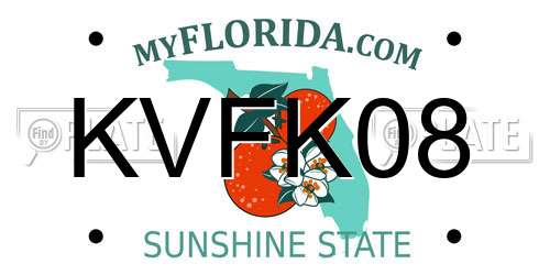 KVFK08 Florida License Plate