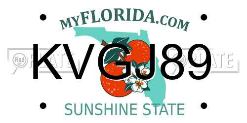 KVGJ89 Florida License Plate