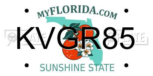 KVGR85 Florida License Plate