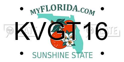 KVGT16 Florida License Plate