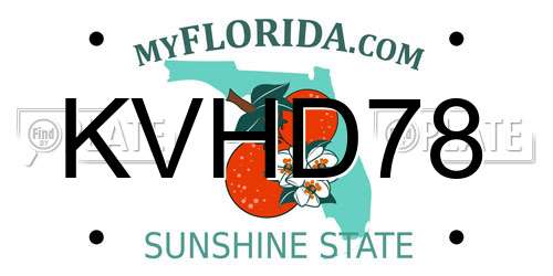 KVHD78 Florida License Plate