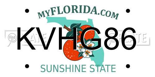 KVHG86 Florida License Plate