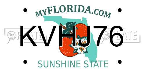 KVHJ76 Florida License Plate
