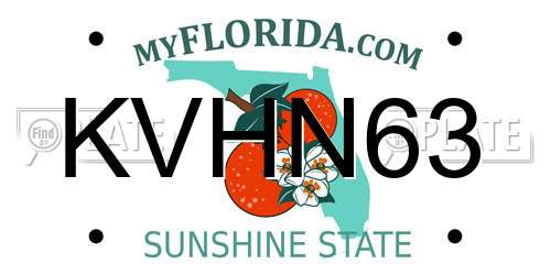 KVHN63 Florida License Plate