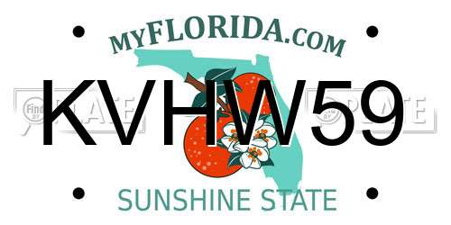KVHW59 Florida License Plate