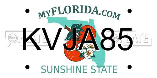 KVJA85 Florida License Plate