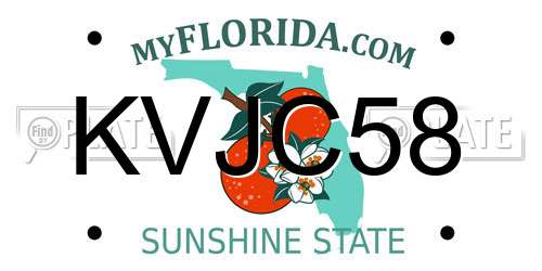 KVJC58 Florida License Plate