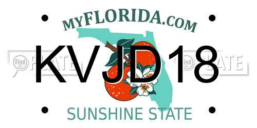 KVJD18 Florida License Plate