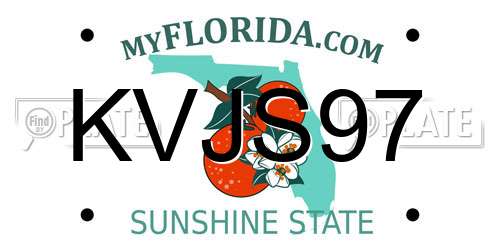 KVJS97 Florida License Plate