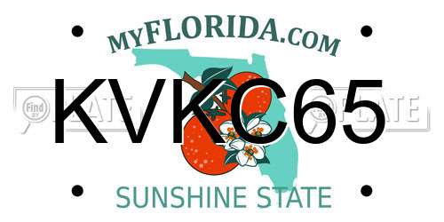 KVKC65 Florida License Plate