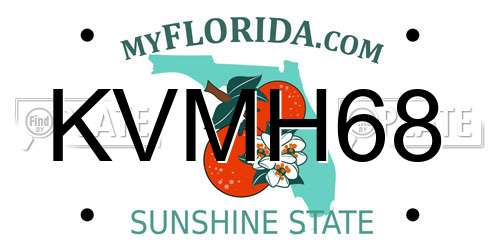 KVMH68 Florida License Plate
