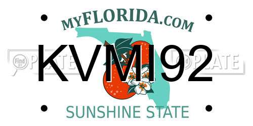 KVMI92 Florida License Plate
