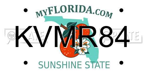 KVMR84 Florida License Plate