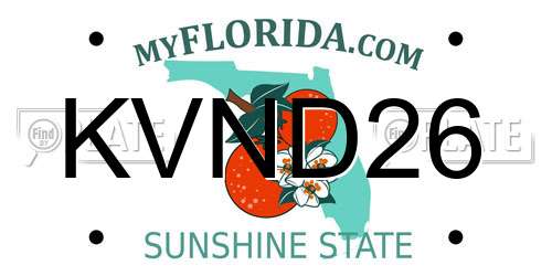 KVND26 Florida License Plate