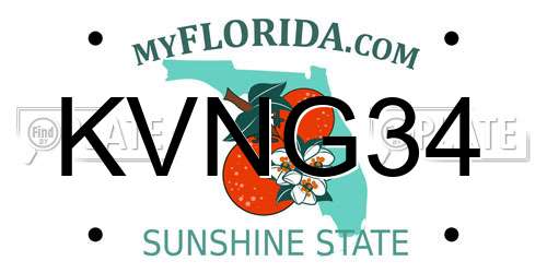 KVNG34 Florida License Plate