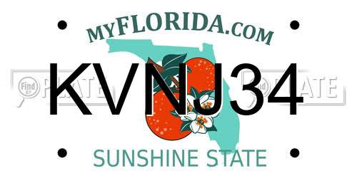KVNJ34 Florida License Plate