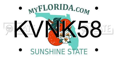KVNK58 Florida License Plate