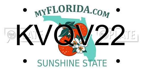 KVQV22 Florida License Plate