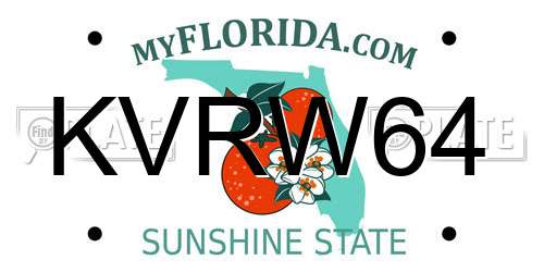 KVRW64 Florida License Plate