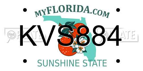 KVS884 Florida License Plate