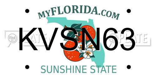 KVSN63 Florida License Plate
