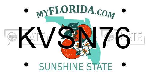 KVSN76 Florida License Plate