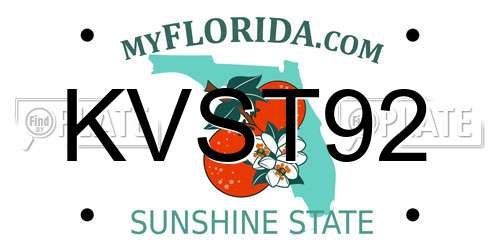KVST92 Florida License Plate