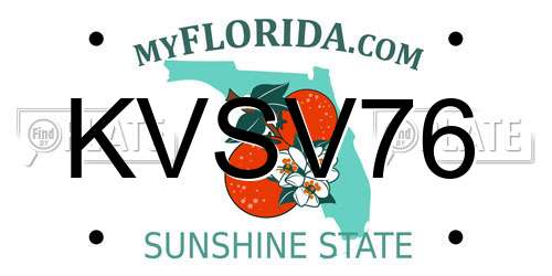 KVSV76 Florida License Plate