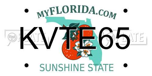 KVTE65 Florida License Plate
