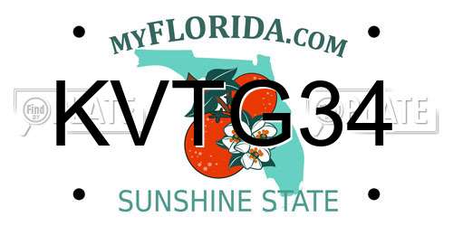 KVTG34 Florida License Plate