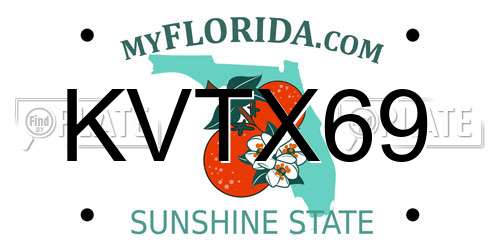 KVTX69 Florida License Plate