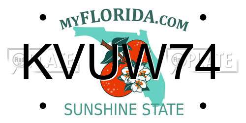 KVUW74 Florida License Plate
