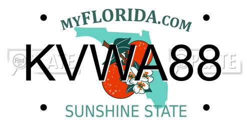 KVWA88 Florida License Plate