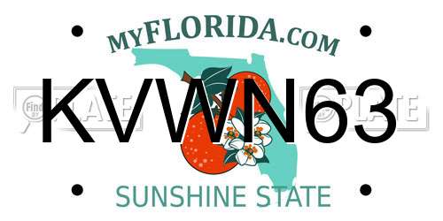 KVWN63 Florida License Plate
