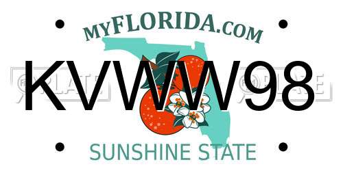 KVWW98 Florida License Plate
