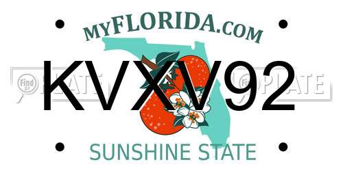 KVXV92 Florida License Plate